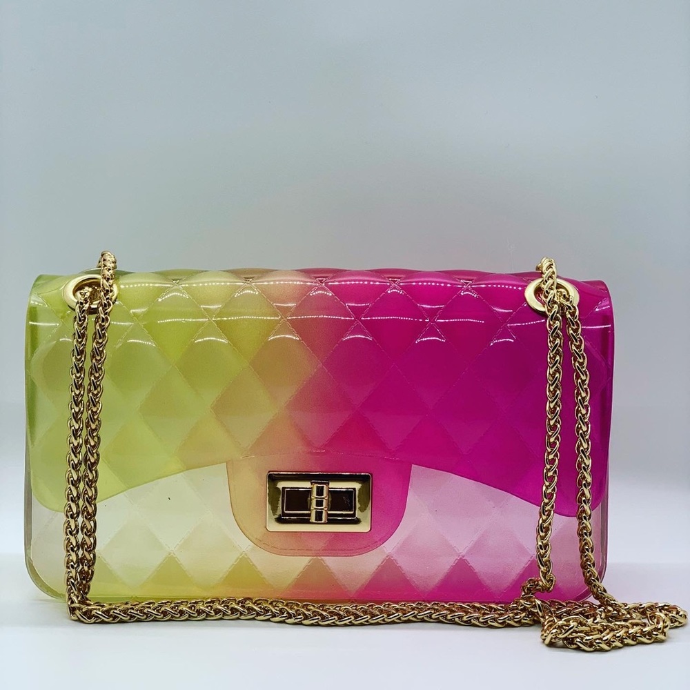 Pink and yellow jelly handbag